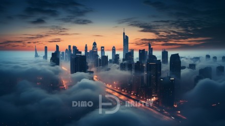 The city in fog